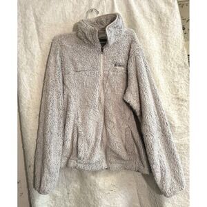 Columbia Fuzzy Full Zip Jacket Gray Size Medium Great Condition